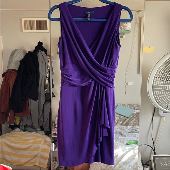 CHAPS Vibrant Purple Asymmetrical Dress - Picture 2 of 8